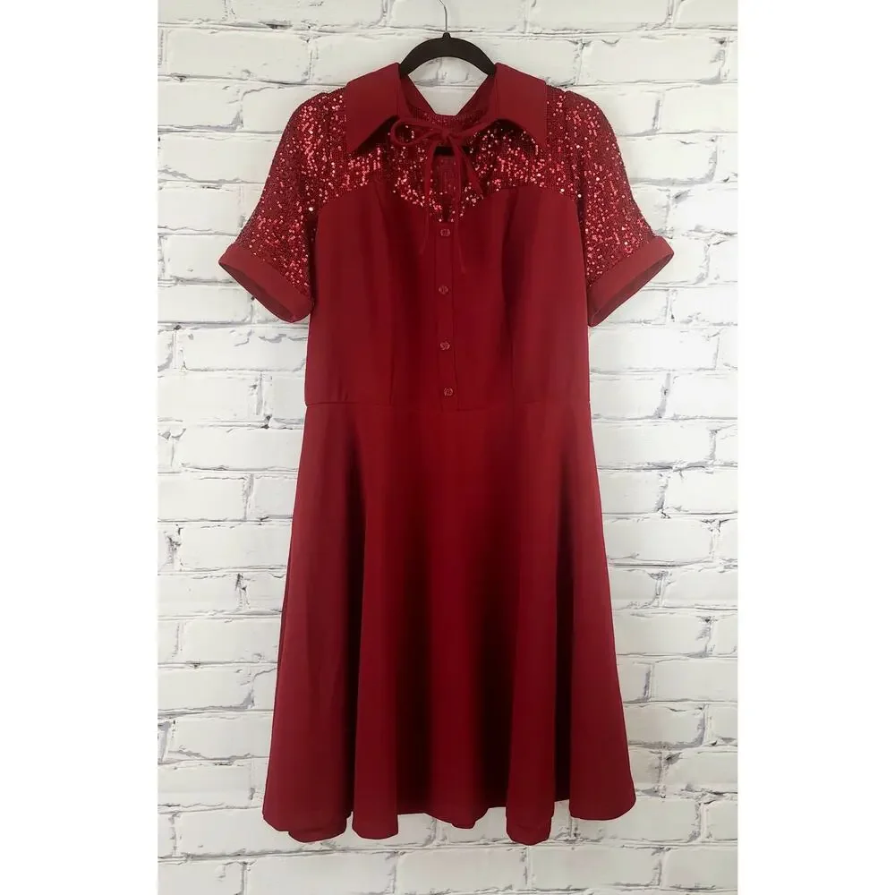 vintage christmas dress womens Christmas Mrs Claus Costume Corduroy Furry Trim Long Sleeves Dress Red